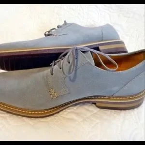 Newly New Johnston and Murphy blue Suede Shoe. Johnston & Murphy Warner Plain Toe Navy Blue Tumbled Nubuck  main image 4